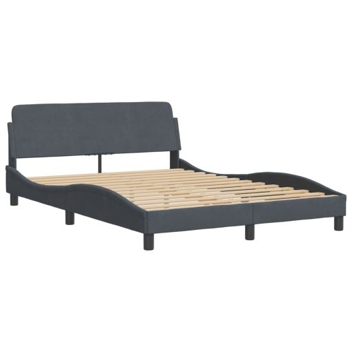 Letto Con Materasso Grigio Scuro 140x190 Cm In Velluto - Image 4