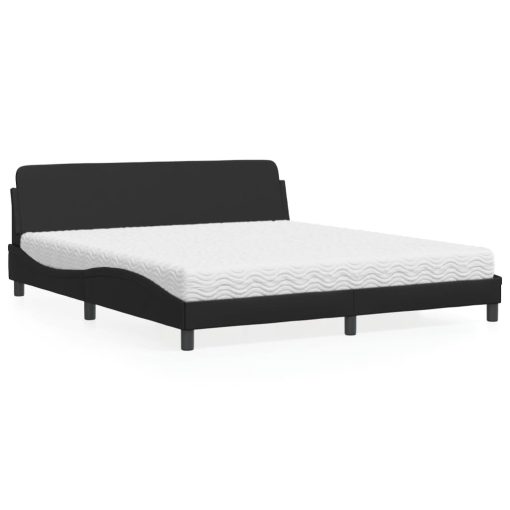 Letto Con Materasso Nero 180x200 Cm In Similpelle