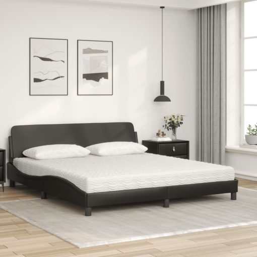 Letto Con Materasso Nero 180x200 Cm In Similpelle - Image 3
