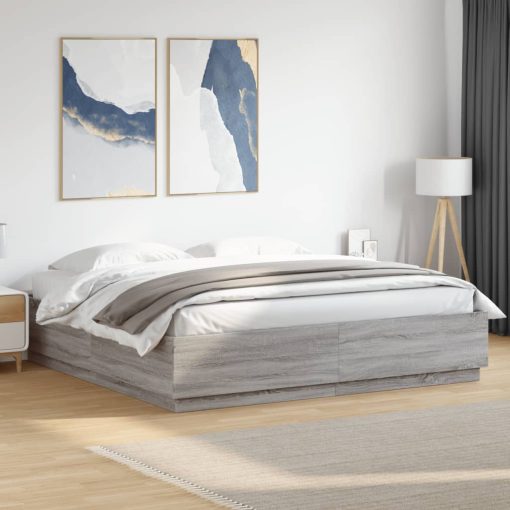 Giroletto Luci Led Grigio Sonoma 180x200 Cm Legno Multistrato