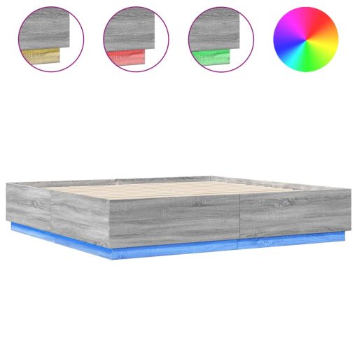 Giroletto Luci Led Grigio Sonoma 180x200 Cm Legno Multistrato - Image 2