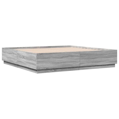 Giroletto Luci Led Grigio Sonoma 180x200 Cm Legno Multistrato - Image 3