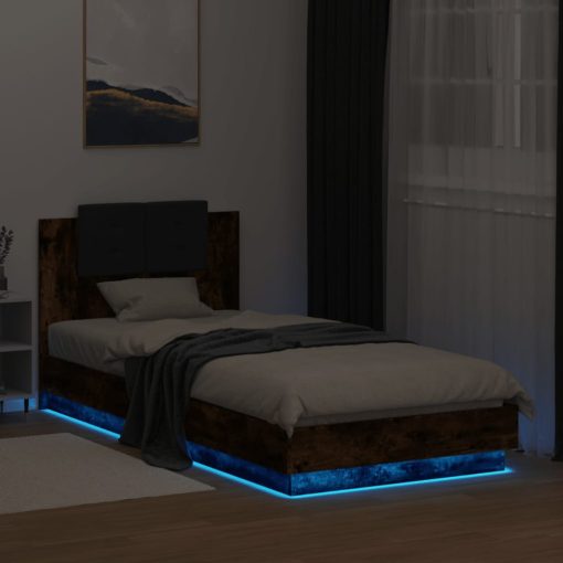 Giroletto Con Testiera E Led Rovere Fumo 90x200 cm - Image 4