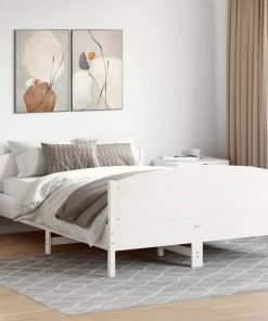 Letto Senza Materasso Bianco 140x190 Cm Legno Massello Di Pino