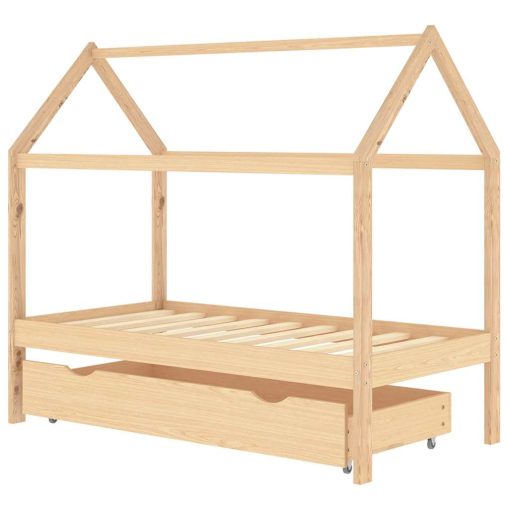 Giroletto Per Bambini Con Cassetto Legno Massello Pino 80x160cm - Image 2
