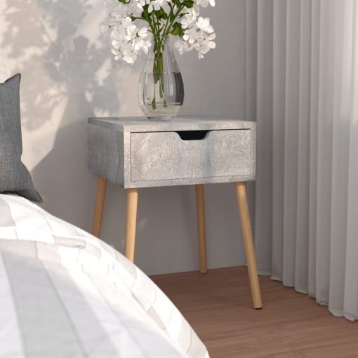 Comodino Grigio Cemento 40x40x56 Cm In Legno Multistrato