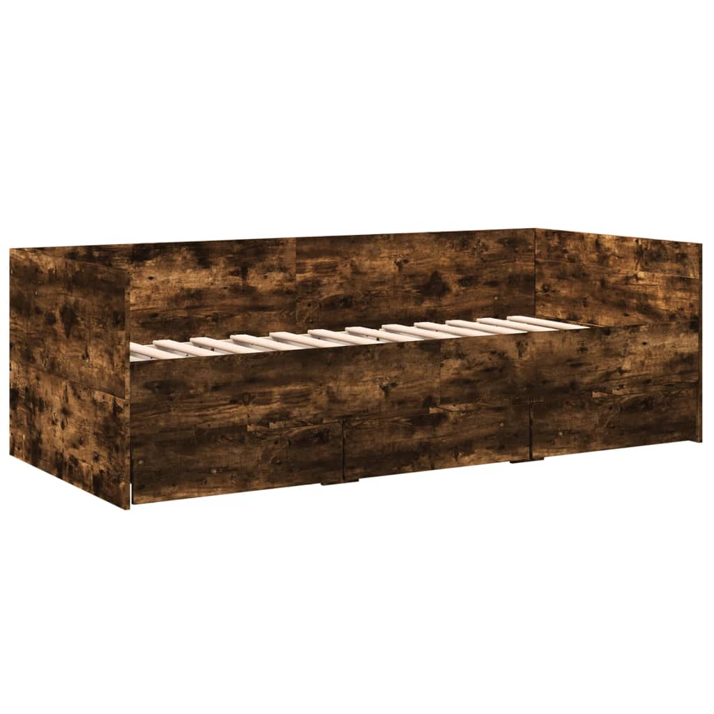 Divano Letto Con Cassetti Senza Materasso Rovere Fumo 75x190 cm - Image 3