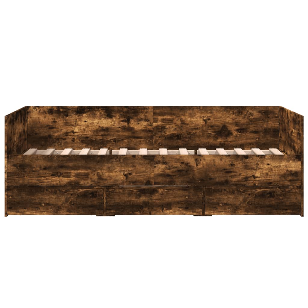 Divano Letto Con Cassetti Senza Materasso Rovere Fumo 75x190 cm - Image 4