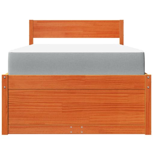 Letto Cassetti E Materasso Marrone Cera 90x200cm Massello Pino - Image 4
