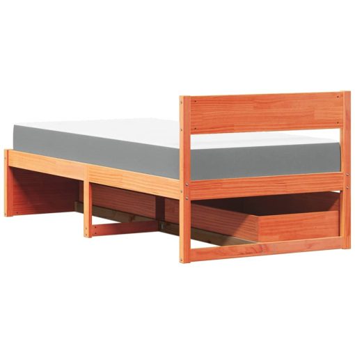 Letto Cassetti E Materasso Marrone Cera 90x200cm Massello Pino - Image 6