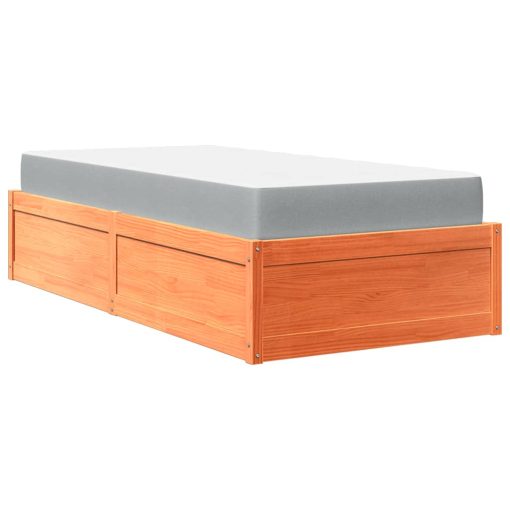 Letto Con Materasso Marrone Cera 90x190cm Legno Massello Pino - Image 2