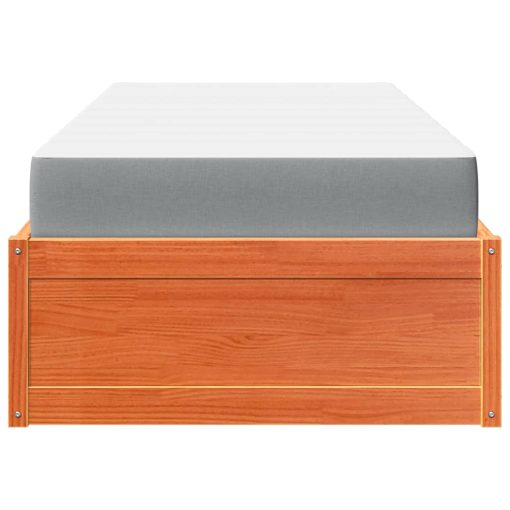 Letto Con Materasso Marrone Cera 90x190cm Legno Massello Pino - Image 5