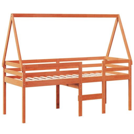 Letto A Soppalco Con Tetto Cera 80x200 Cm In Legno Di Pino - Image 3