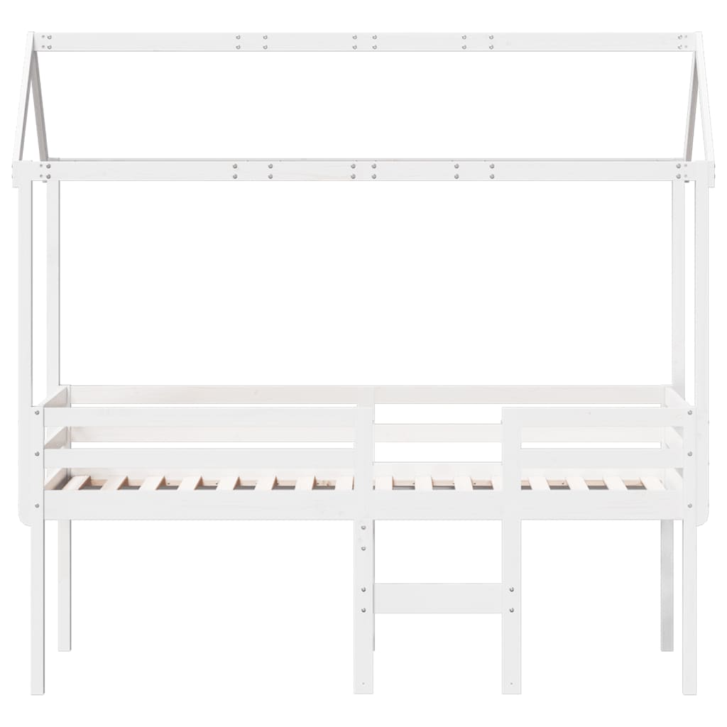 Letto A Soppalco Con Tetto Bianco 80x200 Cm In Legno Di Pino - Image 4
