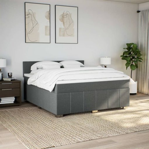 Giroletto A Molle Con Materasso Grigio Scuro 180x200 Cm Tessuto - Image 3