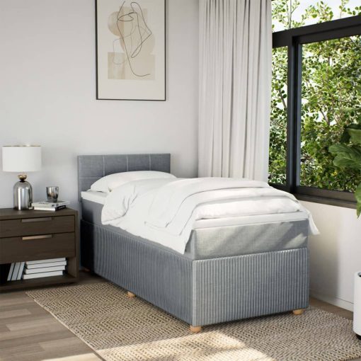 Giroletto A Molle Con Materasso Grigio Chiaro 90x190 Cm Tessuto - Image 3