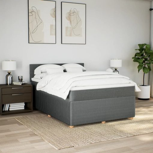 Giroletto A Molle Con Materasso Grigio Scuro 140x200cm Tessuto - Image 3