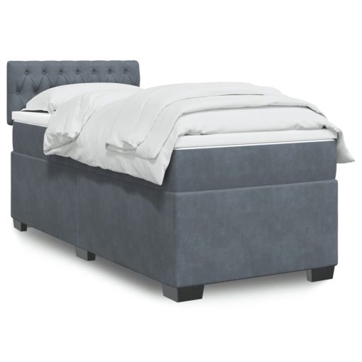 Giroletto A Molle Con Materasso Grigio Scuro 90x200 Cm Velluto
