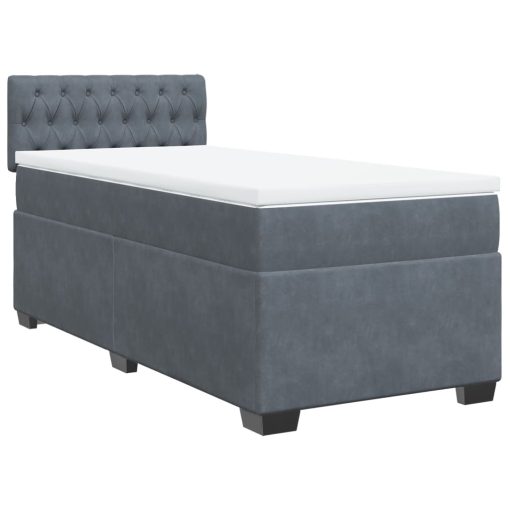 Giroletto A Molle Con Materasso Grigio Scuro 90x200 Cm Velluto - Image 3