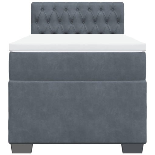 Giroletto A Molle Con Materasso Grigio Scuro 90x200 Cm Velluto - Image 6