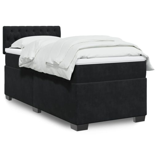 Giroletto A Molle Con Materasso Nero 100x200 Cm In Velluto