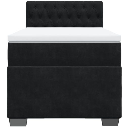 Giroletto A Molle Con Materasso Nero 100x200 Cm In Velluto - Image 6