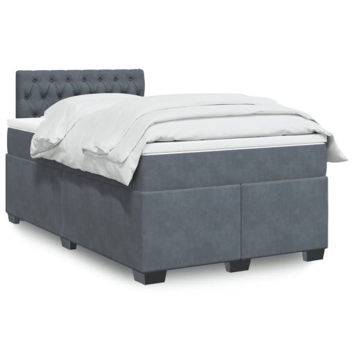 Giroletto A Molle Con Materasso Grigio Scuro 120x200 Cm Velluto