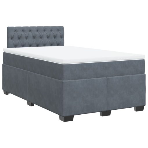 Giroletto A Molle Con Materasso Grigio Scuro 120x200 Cm Velluto - Image 3
