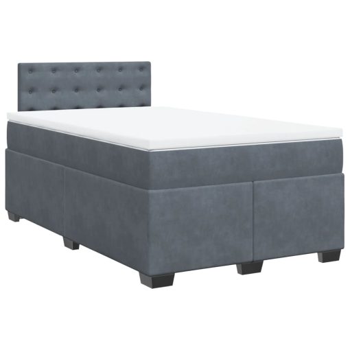 Giroletto A Molle Con Materasso Grigio Scuro 120x200 Cm Velluto - Image 3