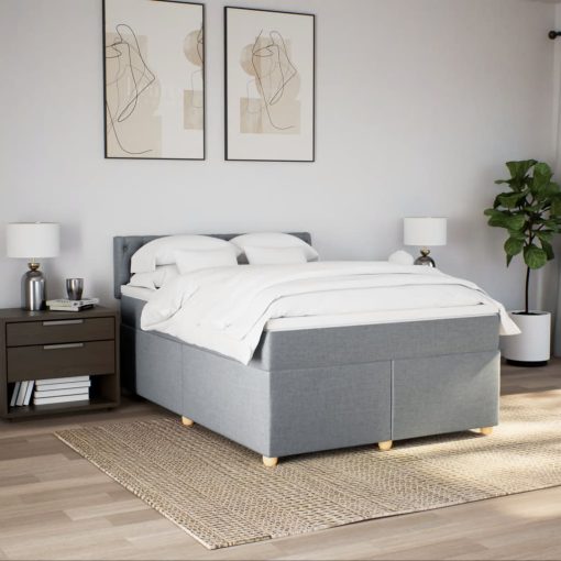Giroletto A Molle Con Materasso Grigio Chiaro 160x200cm Tessuto - Image 4