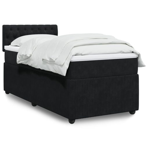 Giroletto A Molle Con Materasso Nero 80x200 Cm In Velluto
