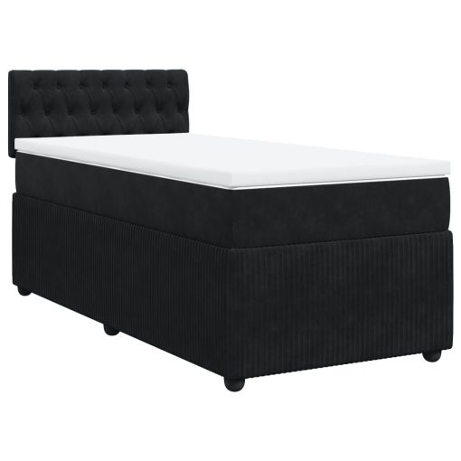 Giroletto A Molle Con Materasso Nero 80x200 Cm In Velluto - Image 3