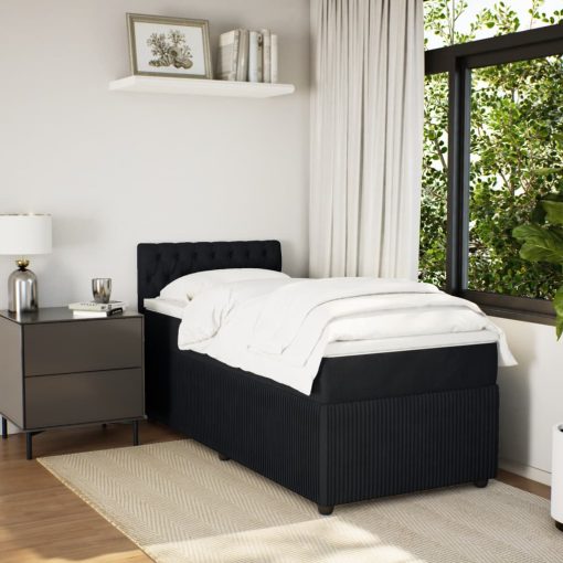Giroletto A Molle Con Materasso Nero 80x200 Cm In Velluto - Image 4