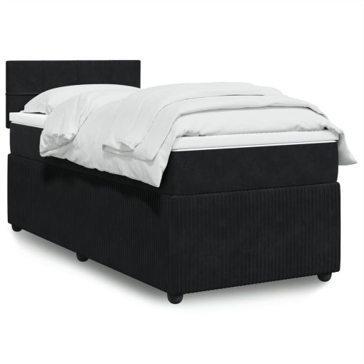 Giroletto A Molle Con Materasso Nero 90x200 Cm In Velluto