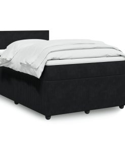 Giroletto A Molle Con Materasso Nero 120x200 Cm In Velluto