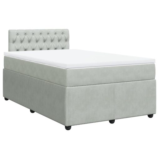 Giroletto A Molle Con Materasso Grigio Chiaro 120x200cm Velluto - Image 3