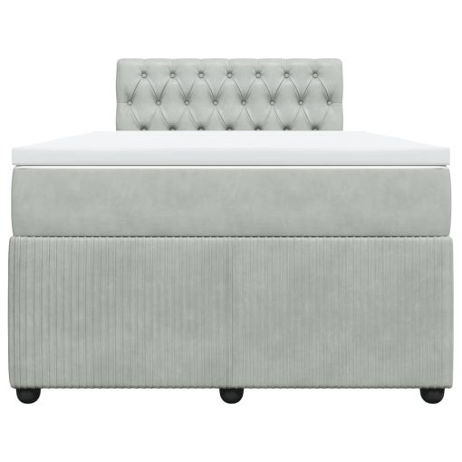 Giroletto A Molle Con Materasso Grigio Chiaro 120x200cm Velluto - Image 6
