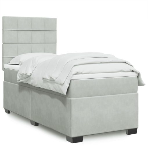 Giroletto A Molle Con Materasso Grigio Chiaro 80x200 Cm Velluto