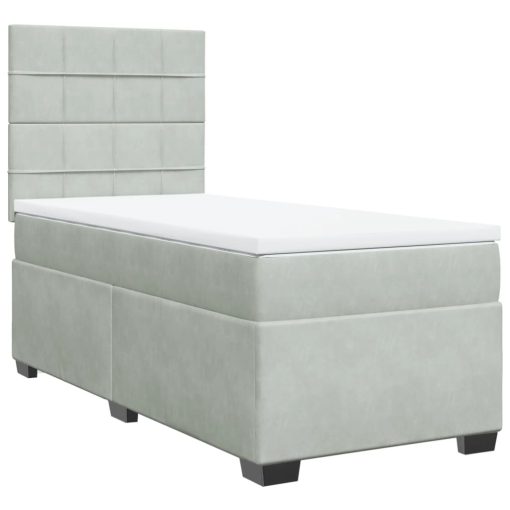 Giroletto A Molle Con Materasso Grigio Chiaro 80x200 Cm Velluto - Image 2