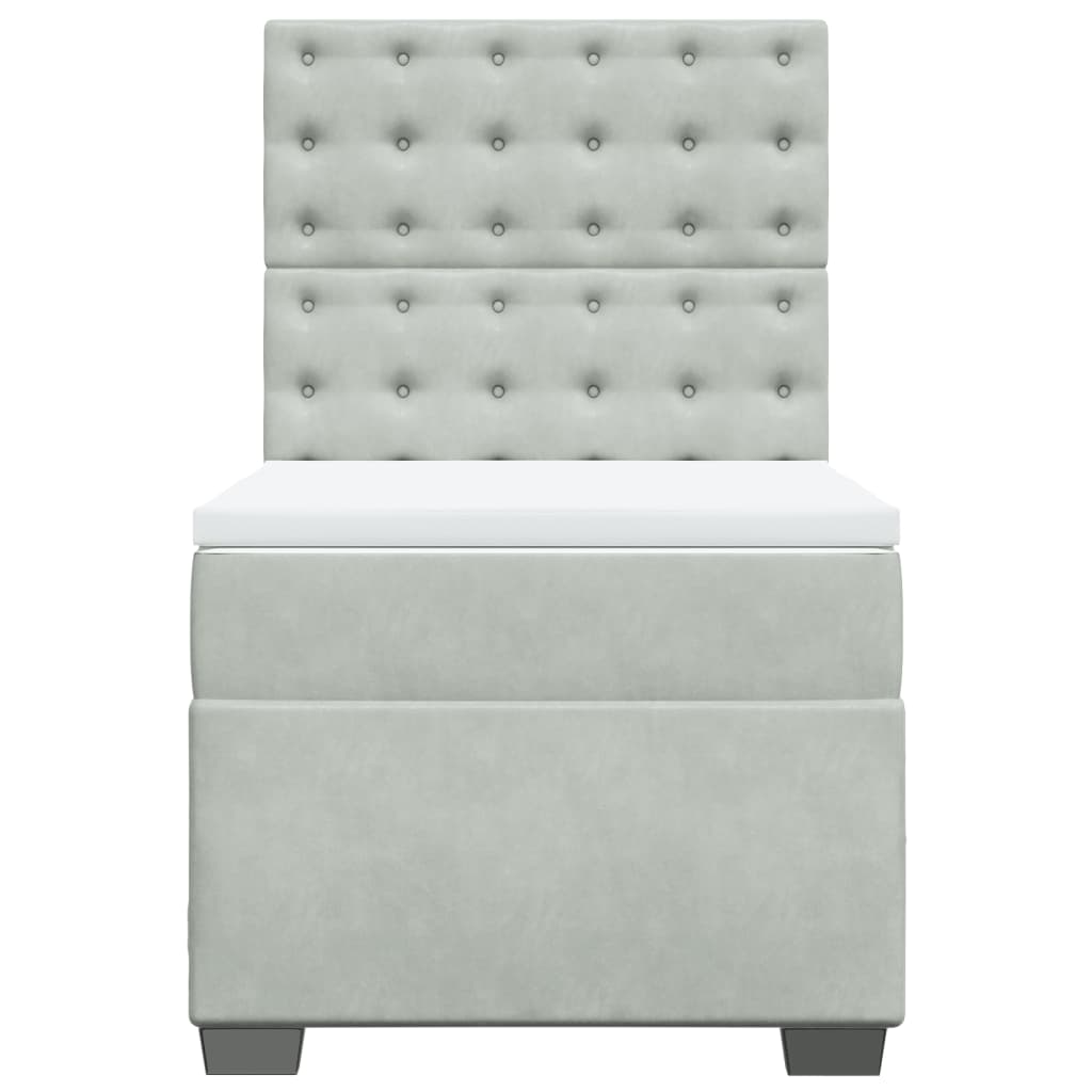 Giroletto A Molle Con Materasso Grigio Chiaro 100x200cm Velluto - Image 4