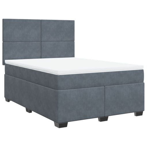 Giroletto A Molle Con Materasso Grigio Scuro 140x190 Cm Velluto - Image 2