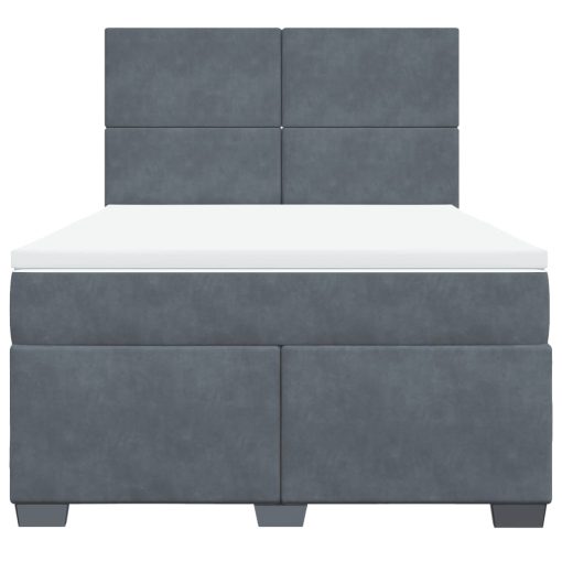 Giroletto A Molle Con Materasso Grigio Scuro 140x190 Cm Velluto - Image 4