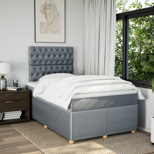 Giroletto A Molle Con Materasso Grigio Chiaro 120x200cm Tessuto - Image 3