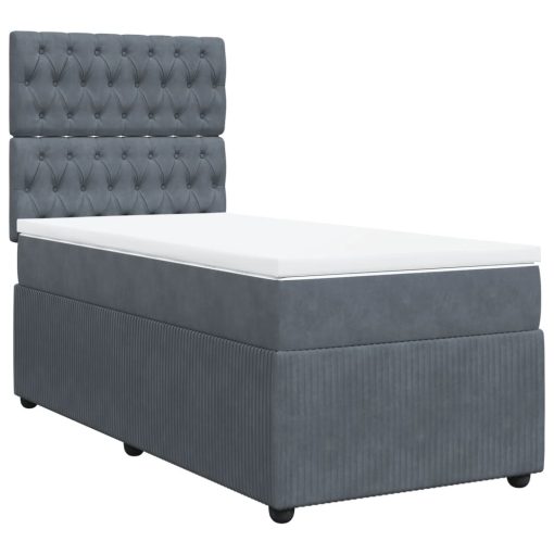Giroletto A Molle Con Materasso Grigio Scuro 100x200 Cm Velluto - Image 2