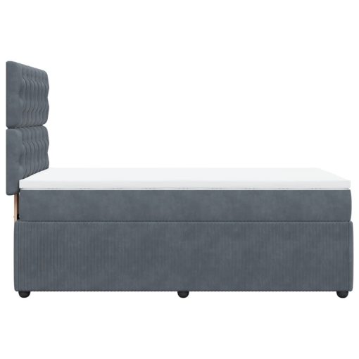 Giroletto A Molle Con Materasso Grigio Scuro 100x200 Cm Velluto - Image 5