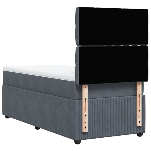 Giroletto A Molle Con Materasso Grigio Scuro 100x200 Cm Velluto - Image 6