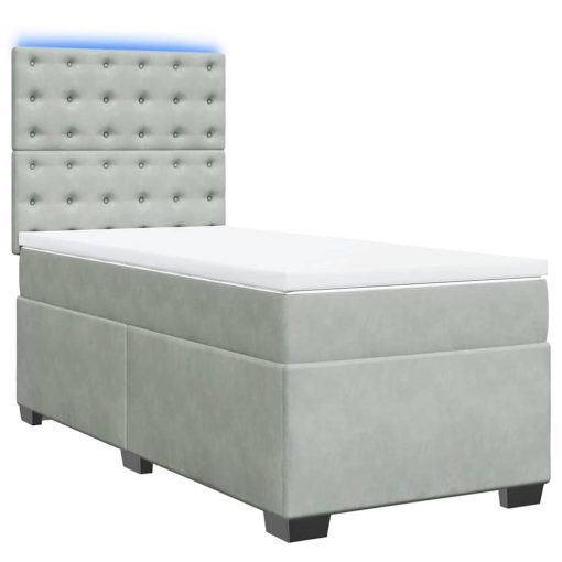 Giroletto A Molle Con Materasso Grigio Chiaro 90x190 Cm Velluto - Image 3