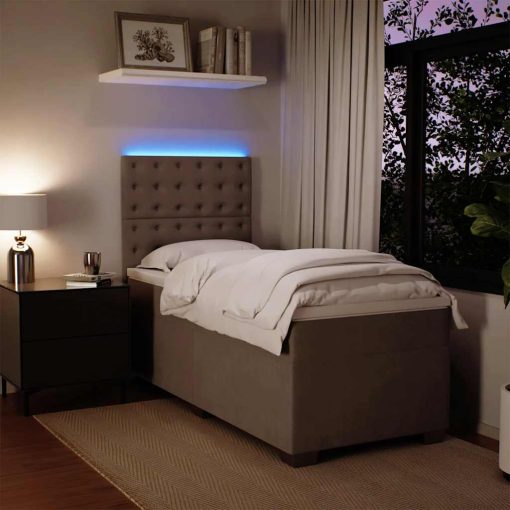 Giroletto A Molle Con Materasso Grigio Chiaro 90x190 Cm Velluto - Image 5