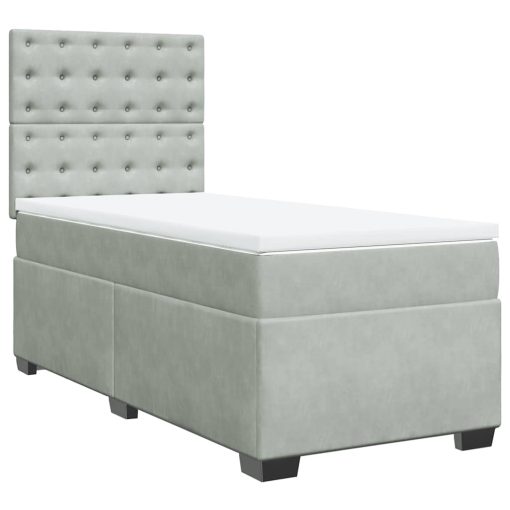 Giroletto A Molle Con Materasso Grigio Chiaro 90x190 Cm Velluto - Image 6