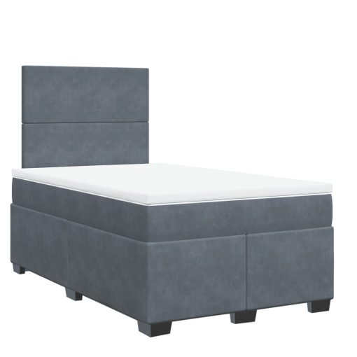 Giroletto A Molle Con Materasso Grigio Scuro 120x190 Cm Velluto - Image 3